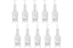 WeddHuis 10 Pezzi Microneedling,Micro Aghi Penna Derma Micro Needling,Microneedle Nano Aghi con Regolabili su Porta Filettata,Aghi da Cartucce Microaghi per Derma Pen(#12pin)