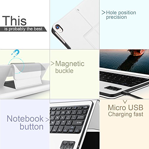 Neues iPad 2017 iPad 9.7 Zoll Bluetooth Tastatur Hülle iBetter Neues iPad 2017 iPad 9.7 Zoll [QWERTZ Tastatur] Ultradünn leicht SmartShell Ständer Schutzhülle mit magnetisch abnehmbar drahtloser Bluetooth Tastatur Keyboard Case tastatur Hülle für Neues iPad 2017 iPad 9.7 Zoll Tablet (Weiß) - 4