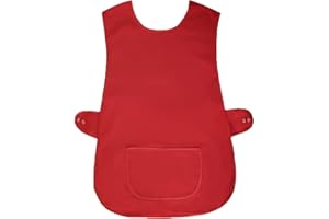 MYSHOESTORE Womens Tabard Apron Ladies Same Piping Edge Tabards Home Work Uniform Kitchen Bar Chef Catering Cleaners Unisex Workwear Poly Cotton Overall Aprons Large Pocket Tabbard Side Popper Buttons Fastening