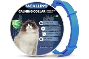 WEALLIN Collare Calmante per Gatti, Regolabile e Impermeabile Collari Calmanti, 60 Giorni di Protezione, Rilievo di Ansia Collare ai Feromoni per Gatti di Taglia Piccola, Media e Grande(1pz, Blu