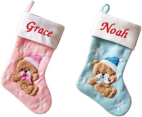 D3 Luxury Deluxe Personalised Embroidered Christmas Babys Boys & Girls Xmas Stocking (Baby Boy)