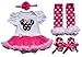 TiaoBug Baby Girls Halloween Ruffles Romper Petti Tutu Skirt Dress Headband Leg Warmer Shoes Outfits 6-9 Months Hot Pink Minnie
