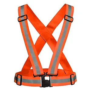 Generic orange safety reflective adjustable vest belt high visibility gear stripe