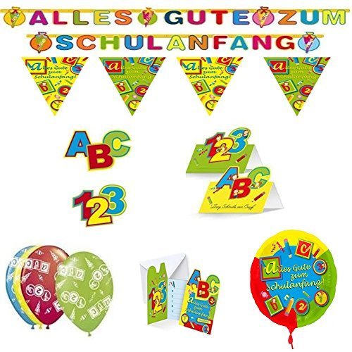 Set Einschulung 7 tlg. Girlande Wimpelkette Folienballon etc. Schulanfang