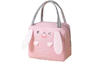 WUWYOUWL Sac à déjeuner, sac isotherme mignon, réutilisable, étanche, pliable, pour femmes, hommes, enfants et étudiants, voyage, pique-nique, école (ours rose)