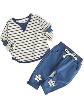 Kleinkind Baby Boy Striped Sweatshirt Top + Hosen Outfits Trainingsanzüge Sport Anzug Activewear 2 STÜCKE Kleidung...