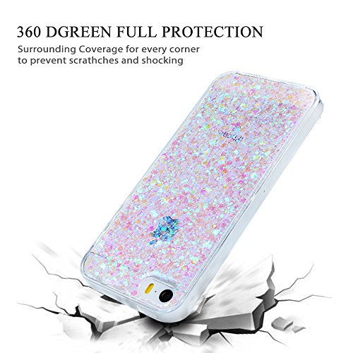 Mavis's Diary iPhone SE Case ,iPhone 5S 5 Case - Glitter Light Pink Bling Flexible TPU Gel Rubber Soft Skin Silicone Clear Cover Ultra [Slim Thin] [Shiny Design] Bumper Protective Case Cover with One Dust Plug & One Stylus for iPhone SE/5S/5- Light Purple
