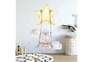 NINIMIO Adesivi Murali Bambini, Adesivi Da Parete, Decorazioni camera da letto, Carta Da Parati Adesiva muro, Stickers Bambini, Carta Adesiva Per Mobili, Stickers Murali, Adesivi Bambini (coniglietto)