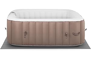 Uniprodo Inflatable Hot Tub Outdoor Inflatable Spa Garden 6 Ppl 900L 130 Jets Beige/White UNI_POOLS_16 (Laminated PVC, Film, EVA Foam Base, 1800W Heating Element)