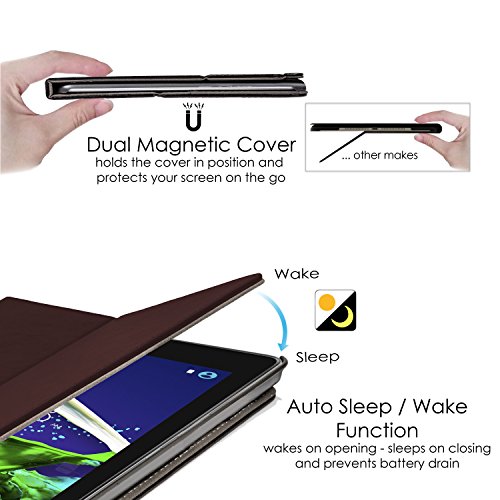 Forefront Cases® Lenovo Tab 3 8 / Tab 2 A8-50 Leder Hülle Schutzhülle Tasche Smart Case Cover Stand – Rundum-Geräteschutz und intelligente Auto Schlaf / Wach Funktion inkl. Eingabestift und Displayschutz - 6