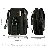 ivencase® Taktische Gürteltasche Molle EDC Beutel Militär für Wandern, Outdoor-Camping und Radfahren mit Aluminiumkarabiner - Schwarz - 