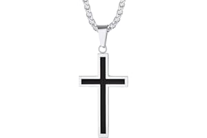 Richsteel Collier Croix Personnalisable Homme Or/Noir/Acier Inoxydable - Pendentif Croix avec Chaîne Réglable - Bijoux Chretienne Catholique Religion Croix pour Hommes Femmes Adolescents