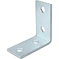 4 Hole L Shaped Connector Bracket, Length 3Ã‚¼", Width 1Ã‚½", Hole Distance 1Ã‚¾", Thickness 5mm, Fit for Ã‚½" Bolt in 1-5/8" Strut Channel, Steel Galvanized (6 Pcs)