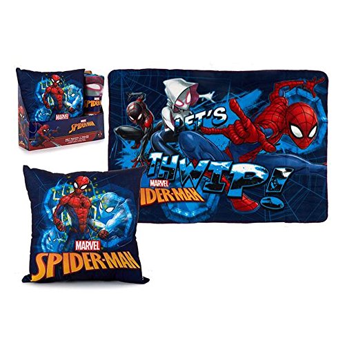Spiderman Juego Cojin Polar, Multicolor, 150 x 70 Manta