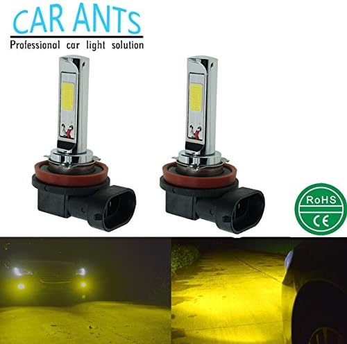 Car Ants Auto Parts Extremely Bright COB Chips H11, 30W 1400LM LED Fog Light Bulbs, Plug-n-Play Golden Yellow Color(pack of 2) (H11)