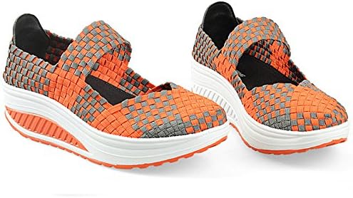 XiaoYouYu Women's Platform Fitness Weave Sneaker Mary Jane Shoes