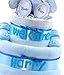 Personalised 2 Tier Blue baby boy shower nappy cake hamper - FAST & FREE DELIVERY!