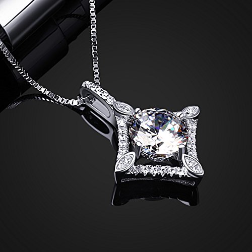 B.Catcher Sterling Silver Necklaces Square Cubic Zirconi Accent Pendant