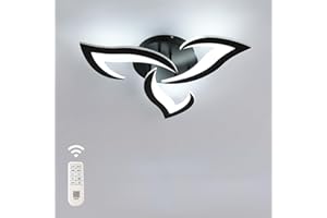 Comely Plafonnier LED Dimmable, Lampe de Plafond Moderne Acrylique 35W 3937LM, 3000K-6500K, Luminaire Plafonnier avec Télécommande pour Chambre Salon, Dia 58cm, Noir