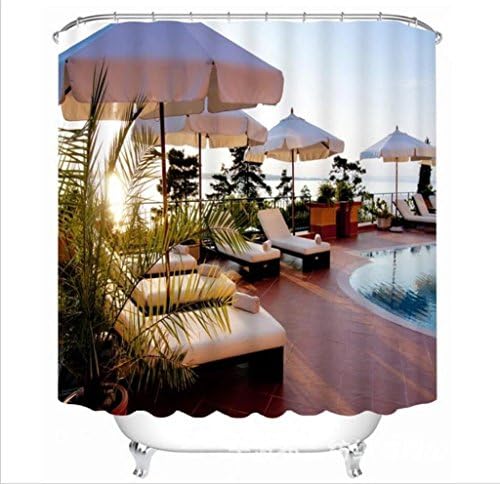 YLBUUEE Shower curtain in polyester pool 3pressure area out of the reach and sight visual tissue resistant to mold room bathroom Bathtub epaissie cut the air curtains suspended 150*180 cm,
