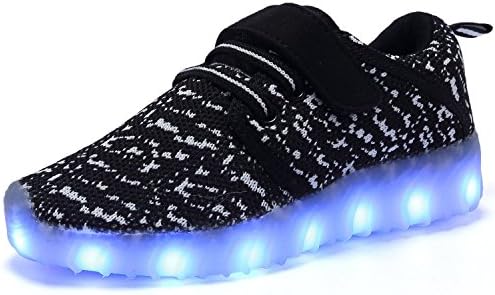TULUO children&amp;Boys&amp;Girls LED Shoes USB Charging Sneakers Kids Flashing Trainers BlackWhite1 28 EU