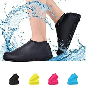 Solana Non-Slip Silicone Rain Shoe Cover for Men Kids Waterproof Reusable Foldable Rain Proof Shoe Cover for Man Overshoes for Men Outdoor Sport Elasticity (1 Pair-Random Color) (L for Adults)