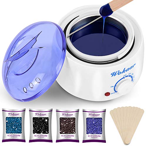Wax Warmer Electric Wax Heater Hair Removal Waxing Kit with 4 Different Flavors Hard Wax Beans+10 Wax Applicator Sticks?Chamomile, Lavender,Nature,Chocolate)