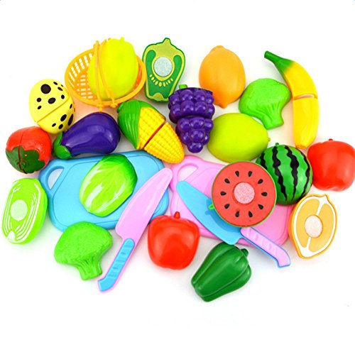 JUNGEN Jeu D'imitation Coupe Fruits Légumes Jeu enfants Kid Jouet éducatif a Decouper de Cuisine Pizza a Decouper pour les Enfant Bébés a la Maternelle école 24pc