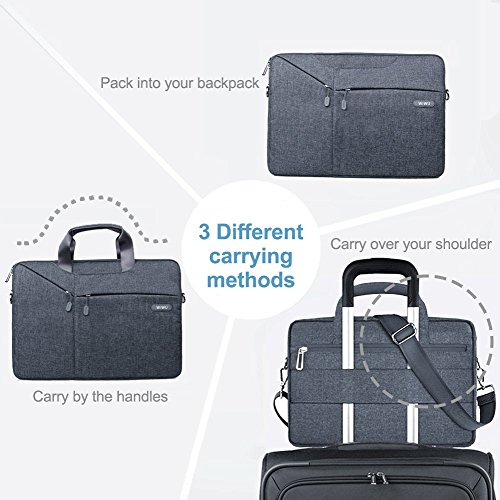 WIWU Wasserdichte Nylon Laptop Aktentasche für MacBook Air / Pro Retina 15 Zoll Oxford Sleeve / Surface Book / Ultrabooks bis 15,6″ Notebooks Hülle Tasche Bag mit Schultergurt Dienstreise Schutzhülle ( Grau 15 Zoll ) - 2