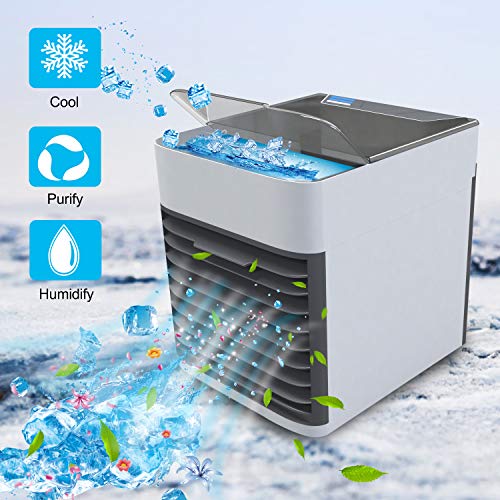 Refroidisseur d'air - Mini Climatiseur Portable, Ventilateur USB 3 EN 1 Réglable Air Climatiseur Mobile Mini Air Refroidisseur Humidificateur Purificateur
