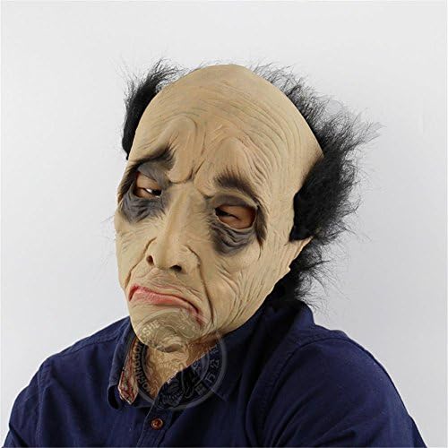 SQCOOL Halloween whole face mask funny bald old man head set Funny uncle haunted house horror bar make-up dance props