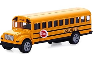 CLKDPNO Pull Back School Bus Age 2+,Mini Yellow School Bus Toy, Die Cast Vehicles Alloy Pull Back Play Buses Alloy Metal Vehicles Toy with Bright Yellow and Openable Doors for Kids Boys Girls