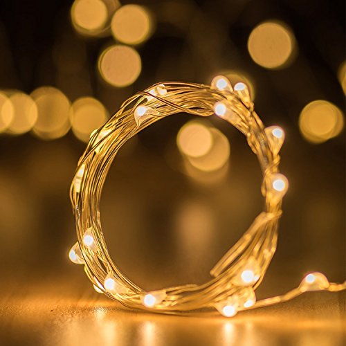 LOPOO Lichterkette Warmweiß LED String Kupferdraht Leucht 100er Dekoration Beleuchtung mit Fernbedienung für Neu Jahr , Innen Haushalt , Hof , Party , Hochzeit (Warmweiß)