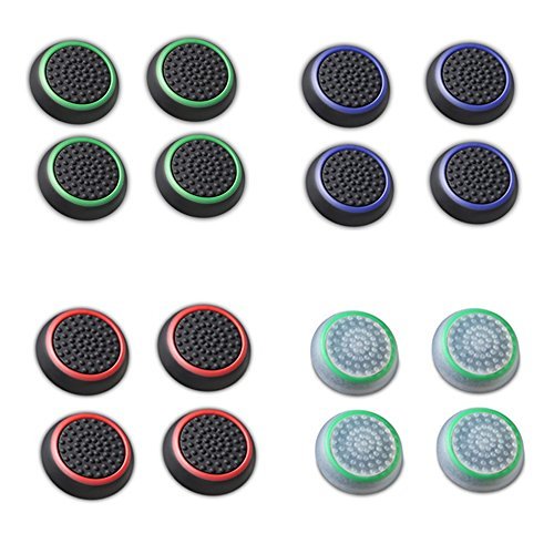 Fosmon (8 parejas / 16 Contar) Analog Controller silicona Palo Grips Cap Joystick Thumb Stick funda para PS4, PS3, Xbox One, y Xbox 360 - Fosmon empaquetado