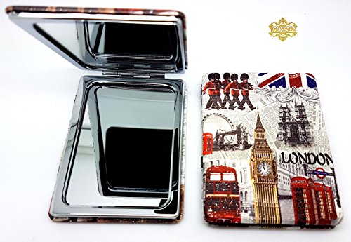 Classic London Souvenir Taschenspiegel Collectible British Souvenir. Speicher/MEMORIA. Distressed. Eine unvergessliche London, England Souvenir. Miroir/Spiegel/Specchio/Espejo. Union Jack London Eye Tower Bridge Big Ben London Bus Telephone Post Box etc. Damen Geldbörse Spiegel Make Up Spiegel Sidebag Spiegel Handtasche Spiegel British Souvenirs Spiegel Kompakt. - 6