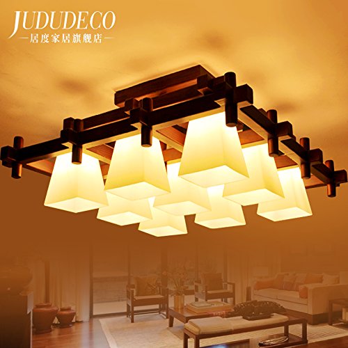 Preisvergleich Produktbild SDKKY 9 rechteckige chinesischen Stil Lampe Wohnzimmer Deckenleuchten und atmosphärische Schlafzimmer Esszimmer Wohnzimmer Lampe Scheinwerfer neue chinesische amerikanische Solid Holz 890 * 330mm