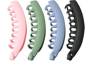 REQAG 4 Pieces Banana Clip Hair Comb Banana Hair Clips Can Be Used for Ponytail or Curling Tail Hair Clip Suitable for All Girls