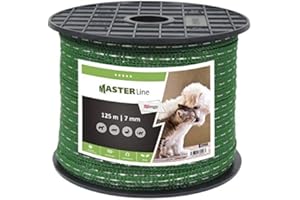 Eider Landgeräte GmbH TLDmax Ruban de clôture de pâturage, 7 mm, 125 m, avec 0,26 Ohm/m, très conducteur, pour chiens, chats, martres, ratons laveurs et petits animaux, protection de bassin
