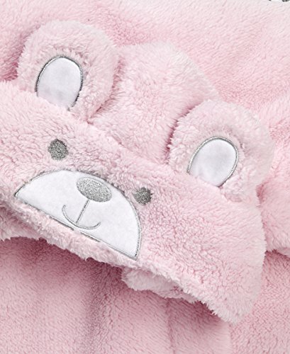 Mädchen Teddybär Gesicht Fleece Mit Kapuze Bademantel mit Ohren größen von 2 bis 6 Jahre - 2