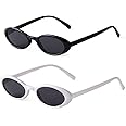VIA LEECA Trendy Oval Sunglasses Women 90s Vintage Sun Glasses Fashion Tinted Glasses UV400 Protection