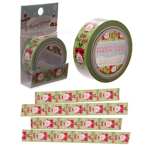 10 Metre Paper Self Adhesive Gift Tape - Christmas Santa Design