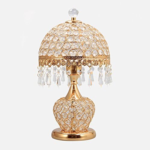 MILUCE Unique Creative Decorative Gift E27 LED Crystal Metal Table Lamp For Living Room Wedding Room Bedroom Bedside (Color : Gold)