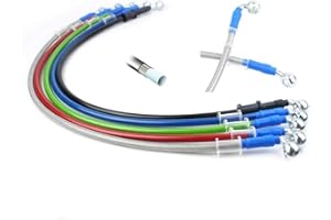 FIREYOURACING Tubazione olio idraulico AN3 1/8 tubo flessibile intrecciato tubo olio da 28 a 90 gradi M10 Banjo - 400mm / rosso