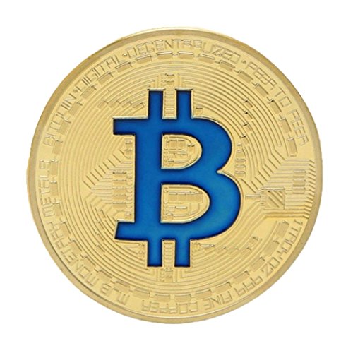 Preisvergleich Produktbild QUINTRA Bitcoin versilbert Titan Gedenkmünze Sammlerstück im Fall (Blau)