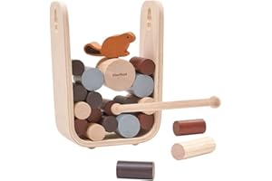 PlanToys Timber Tumble - mit Biber und Baumstämmen - Motorikspielzeug für Kinder aus Holz - Holzspielzeug ab 3 Jahre - Steckspiel für 1-4 Spieler