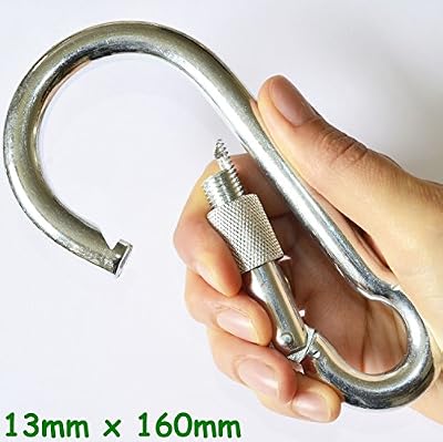 Simply the Best Grand mousqueton haute résistance avec vis de verrouillage - Diamètre 13 mm, longueur 16 cm, limite de charge 600 kg - Pour les activités sportives et les travaux lourds