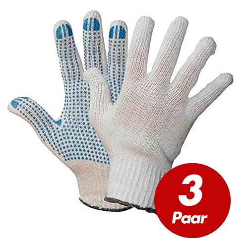 Preisvergleich Produktbild Polyester Strickhandschuhe KORL mit PVC Noppen Arbeitshandschuhe Handschuhe Noppenhandschuhe VPE 3 Paar, Größe:11 (XXL)