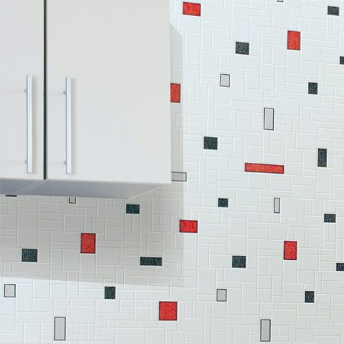 Küchentapete Stein Tapete EDEM 584-20 Vinyl Tapete Fliesen Kacheln Mosaik Optik Bad Flur hochwaschbar weiß grau schwarz - 3