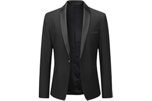 YOUTHUP Blazer para Hombre con Cuello de Chal 1 botón Formal Chaqueta de Traje para Boda Fiesta