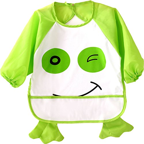 Haimoburg 5er Pack Wasserdicht Ärmellätzchen Nässeschutz Babylätzchen mit Auffangschale 1 bis 3 Jahre alt - 5